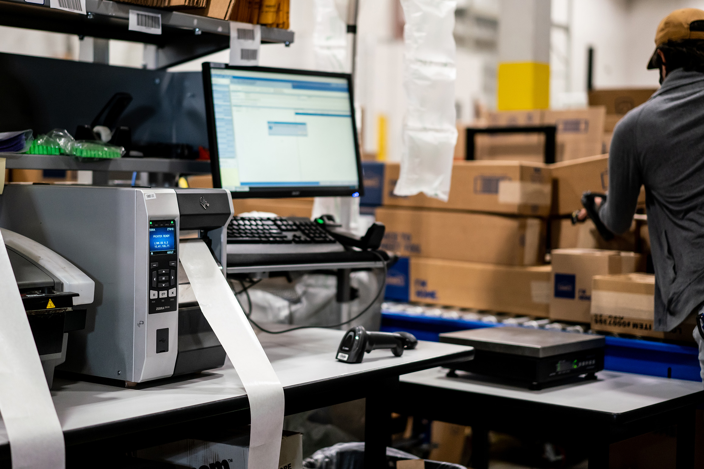 Zebra Barcoding Equipment being used in the warehouse